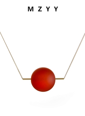 MZYY大红色玻璃球长毛衣链包邮