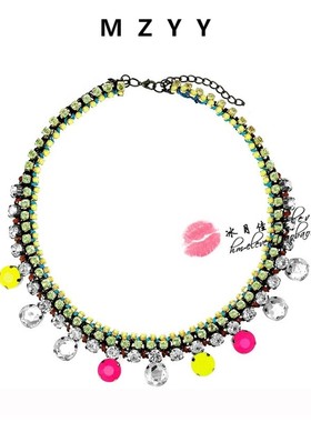 小香风荧光色派对短款项链包邮