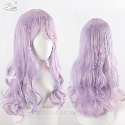 taobao agent Fenneer lolita Harajuku female big wave long curly hair mixed purple Lolo tower wig cute jk girl fake hair