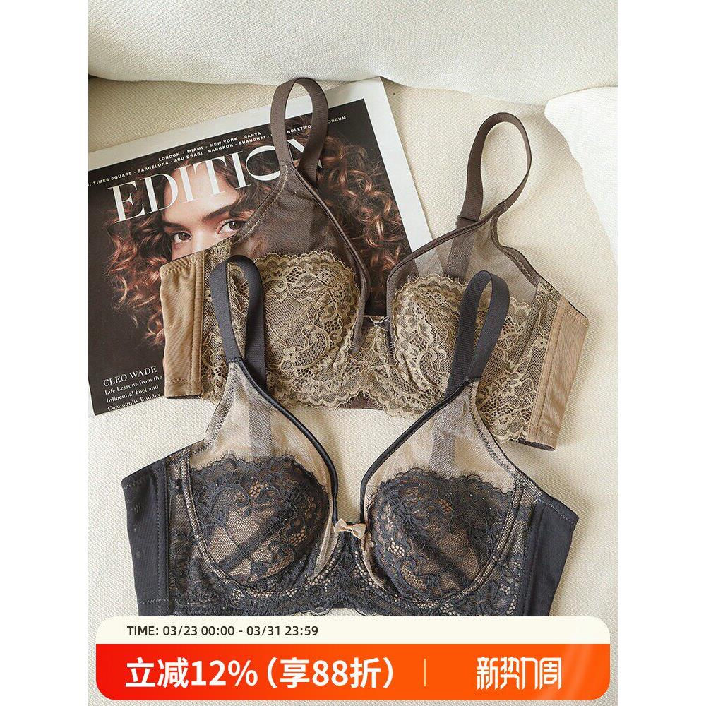 维多利亚内衣薄款大胸显小调整型收副乳防下垂品牌正品软钢圈文胸