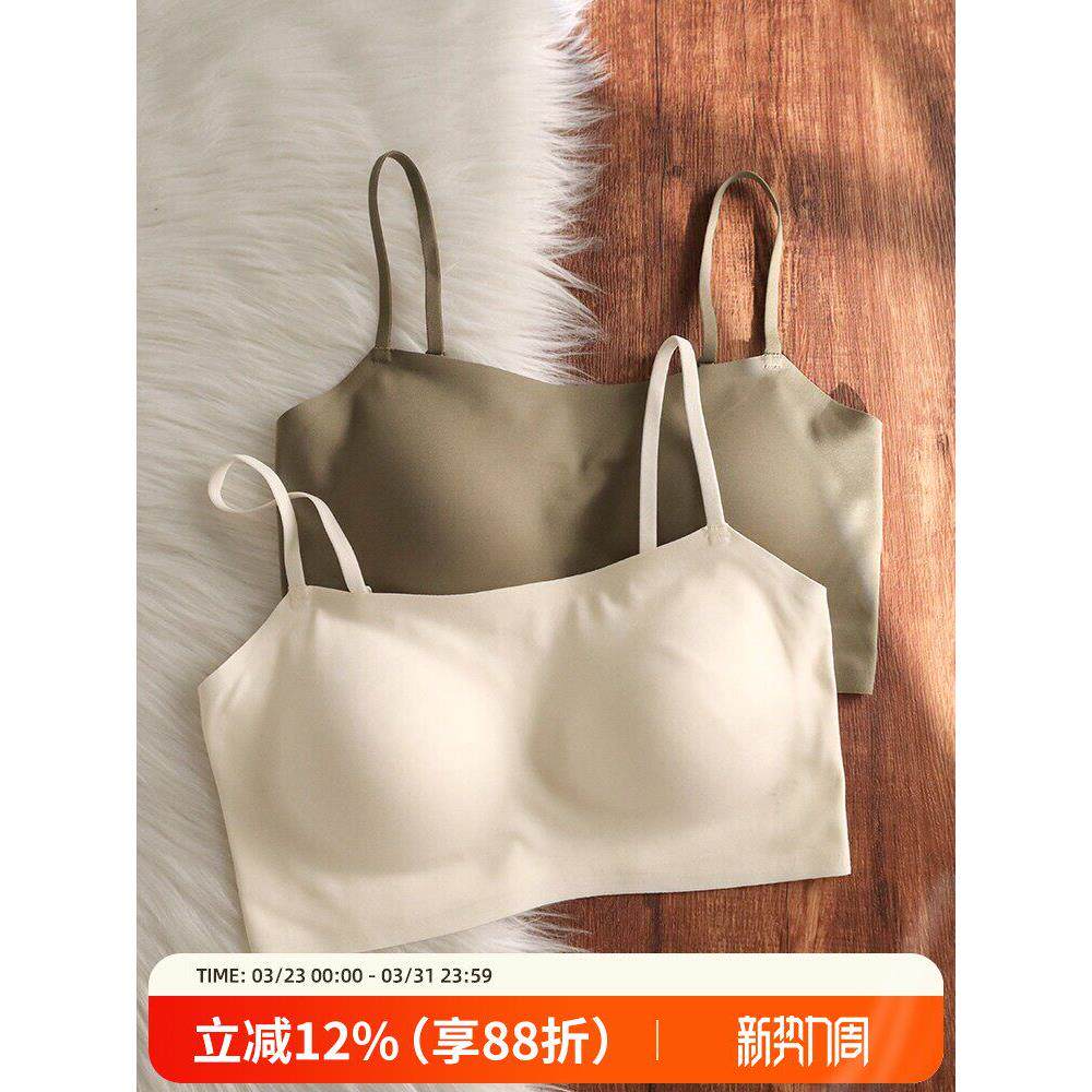 维多利亚无痕舒适内衣女薄款小胸聚拢吊带抹胸无钢圈文胸罩打底