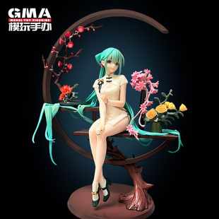 初音未来手办韶华旗袍初音坐姿雕像动漫模型玩具人偶摆件
