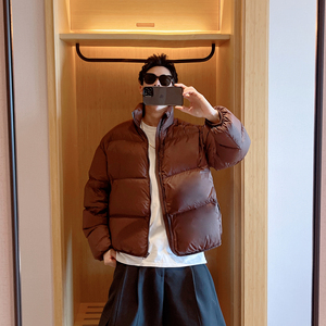范哲贤 冬季新款美拉德鹅绒立领羽绒服男短款加厚面包服外套潮牌
