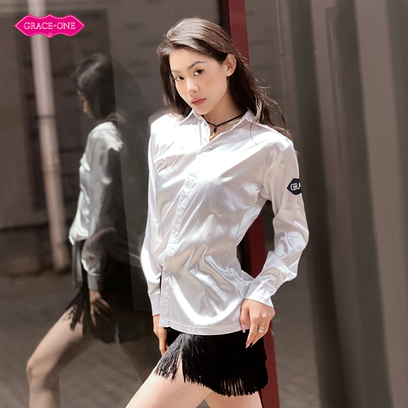 GRACEONE拉丁舞服成人女生练功服长袖衬衫流苏半裙国标专业训练服