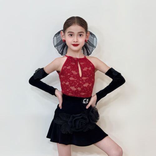 CD卡门拉丁舞服2026新款女童练功服丝绒鱼尾裙训练服套装国标表演