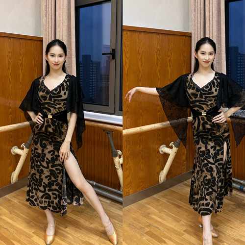 LOYAL拉丁舞服【雅】成人练功服豹纹印花性感连衣裙国标专业表演