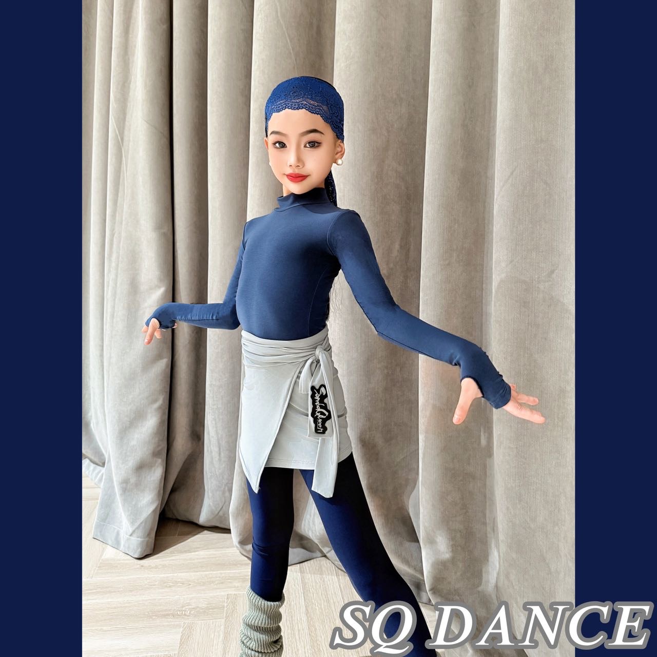 SQ拉丁舞服女童2025新款秋冬长袖四件套时尚修身裤子套装练功服女