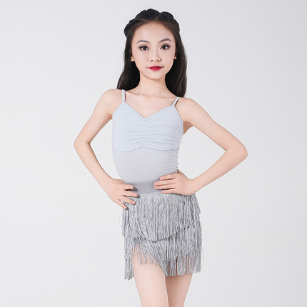 歌瑞亚拉丁舞服新款女儿童训练服吊带上衣流苏半裙专业练功服套装