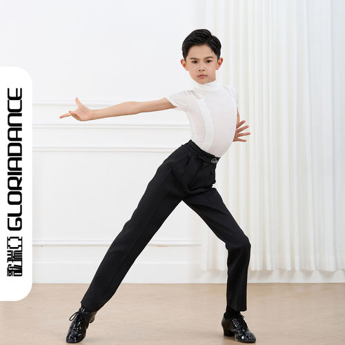 【正品】歌瑞亚拉丁舞蹈服男生儿童高领短袖上衣裤子练功表演服夏