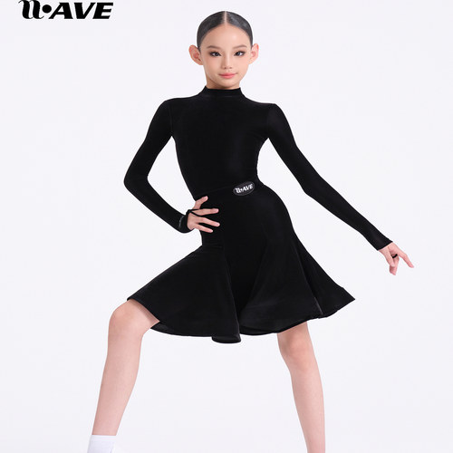 WAVE未午拉丁舞服新款女童规定服国标专业比赛服高级感鱼骨裙表演