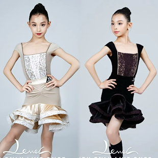 Level拉丁舞服新款女儿童练功服高端无袖坎肩方领训练表演服套装
