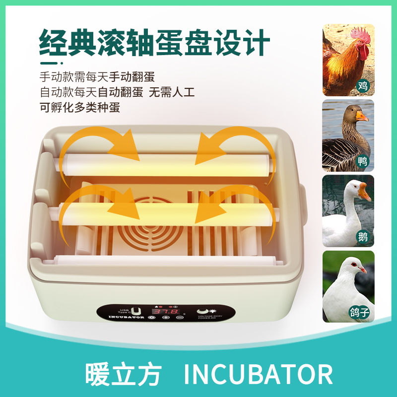 USB充电孵化器 迷你鸡全自动孵化器小型家庭孵化机鹌鹑鸡鸭 机械设备 孵化器/孵化设备 原图主图