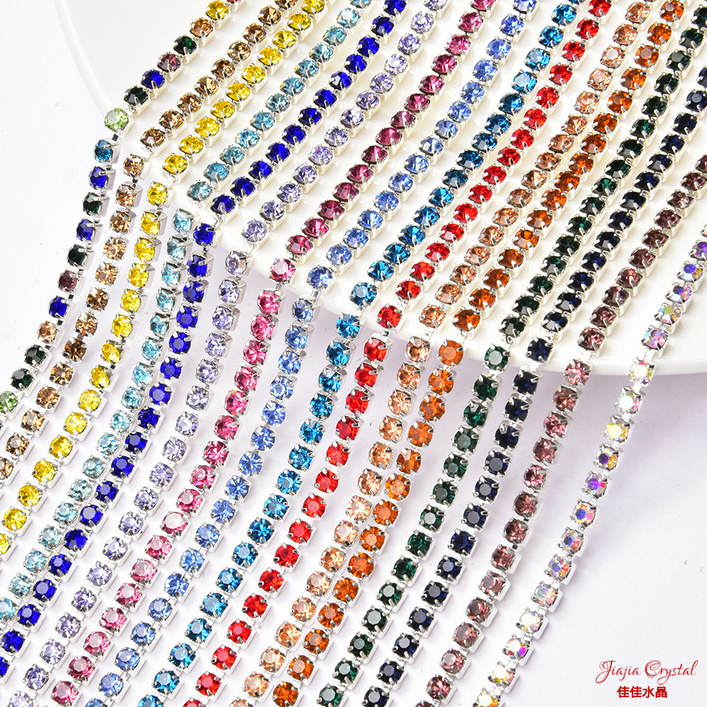 热销 3.5mm彩色玻璃水钻链 单排手缝爪钻密链diy服饰鞋包饰品配件,饰品/流行首饰/时尚饰品新,链条,淘宝优惠券,粉丝福利购,淘宝优惠卷