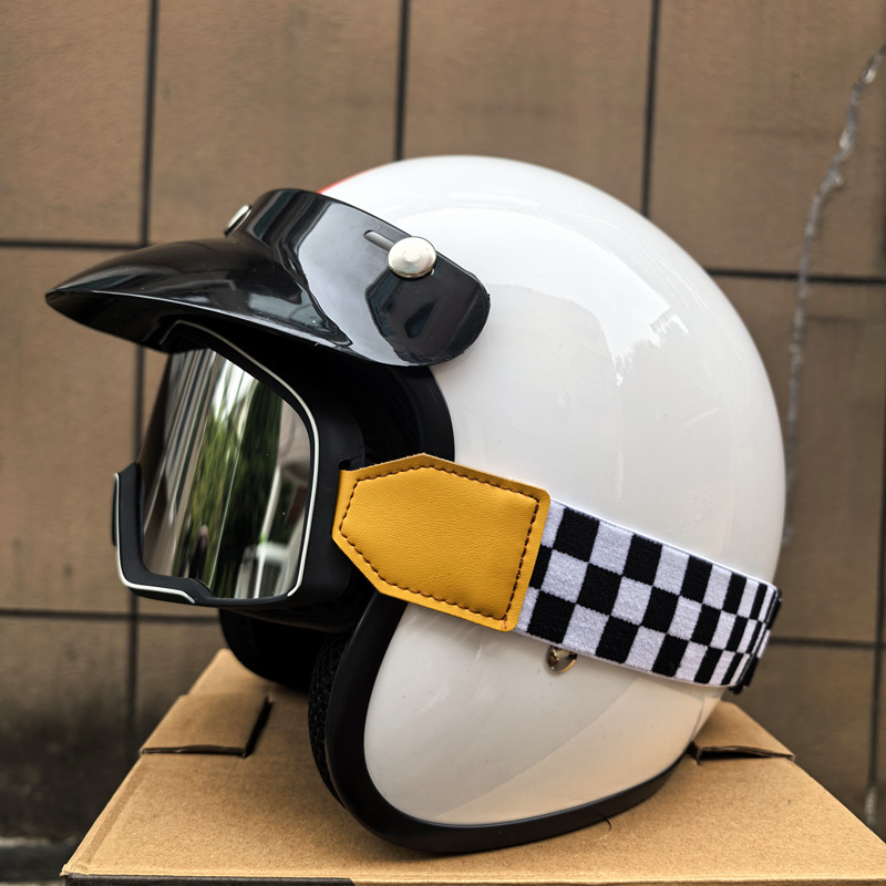 复古3C哈雷摩托车半盔四季机车踏板车3/4盔 男女个性电动车头盔