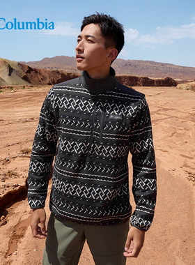 Columbia哥伦比亚户外男子时尚印花运动旅行野营保暖抓绒衣AE5809
