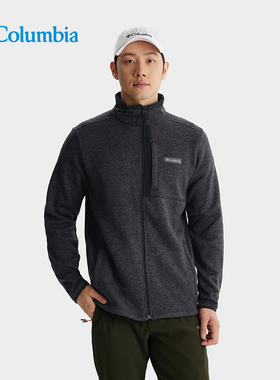 Columbia哥伦比亚抓绒衣男24秋冬新款户外简约休闲保暖开衫AE9845