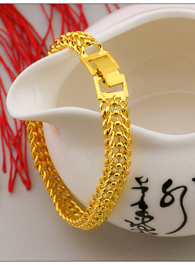 久不掉色金色龙骨手链镀金手饰品情侣链子蛇骨搭扣气质霸气礼物