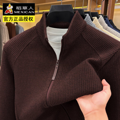 稻草人半高领拉链绵羊毛保暖夹克