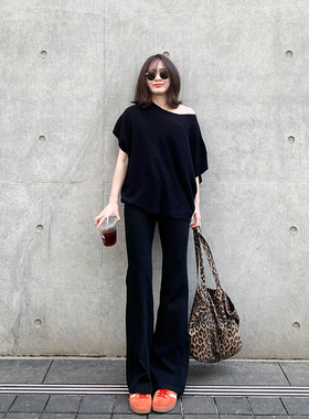 老米家微喇牛仔裤女2026春夏薄款喇叭裤四面弹高腰显瘦黑色拖地裤