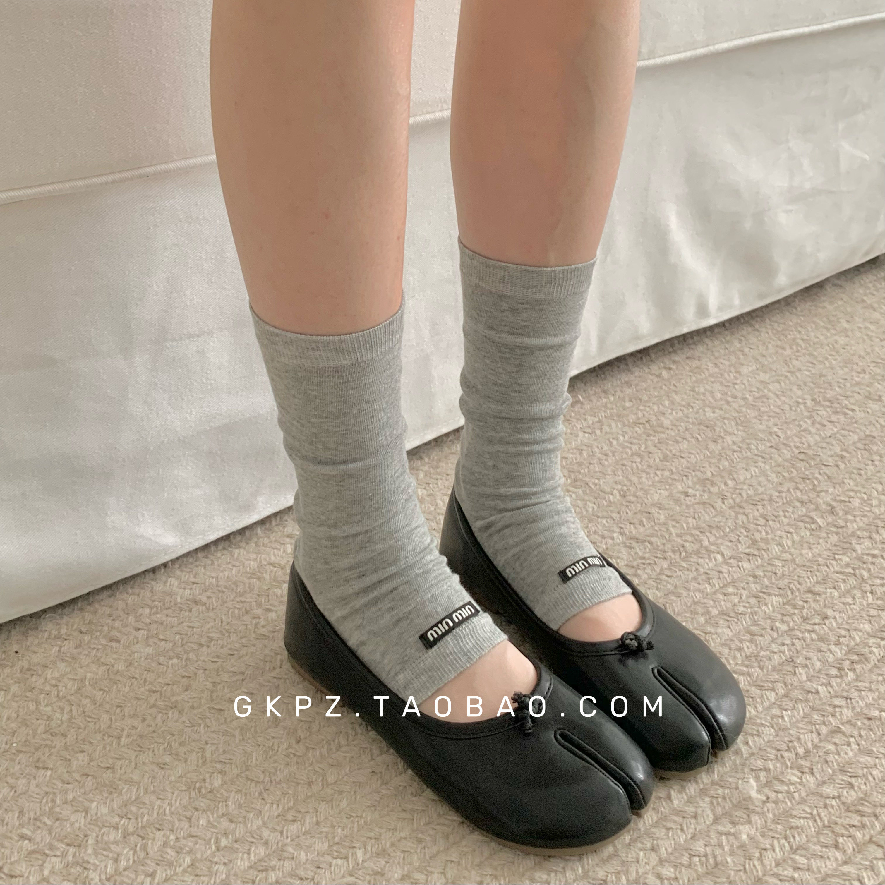 夏季简约纯色韩版字母布标min系踩脚袜套女半截芭蕾风堆堆袜腿套
