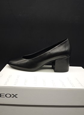 GEOX 健乐士女鞋高跟鞋黑色牛皮透气逛街复古 D26TWA C9999