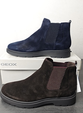 GEOX健乐士专柜撤柜蓝气球底男款切尔西靴翻毛皮U16D1C