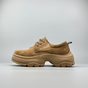 外贸厚底增高复古男大头德比鞋户外通勤工装英伦风时尚百搭老爹鞋