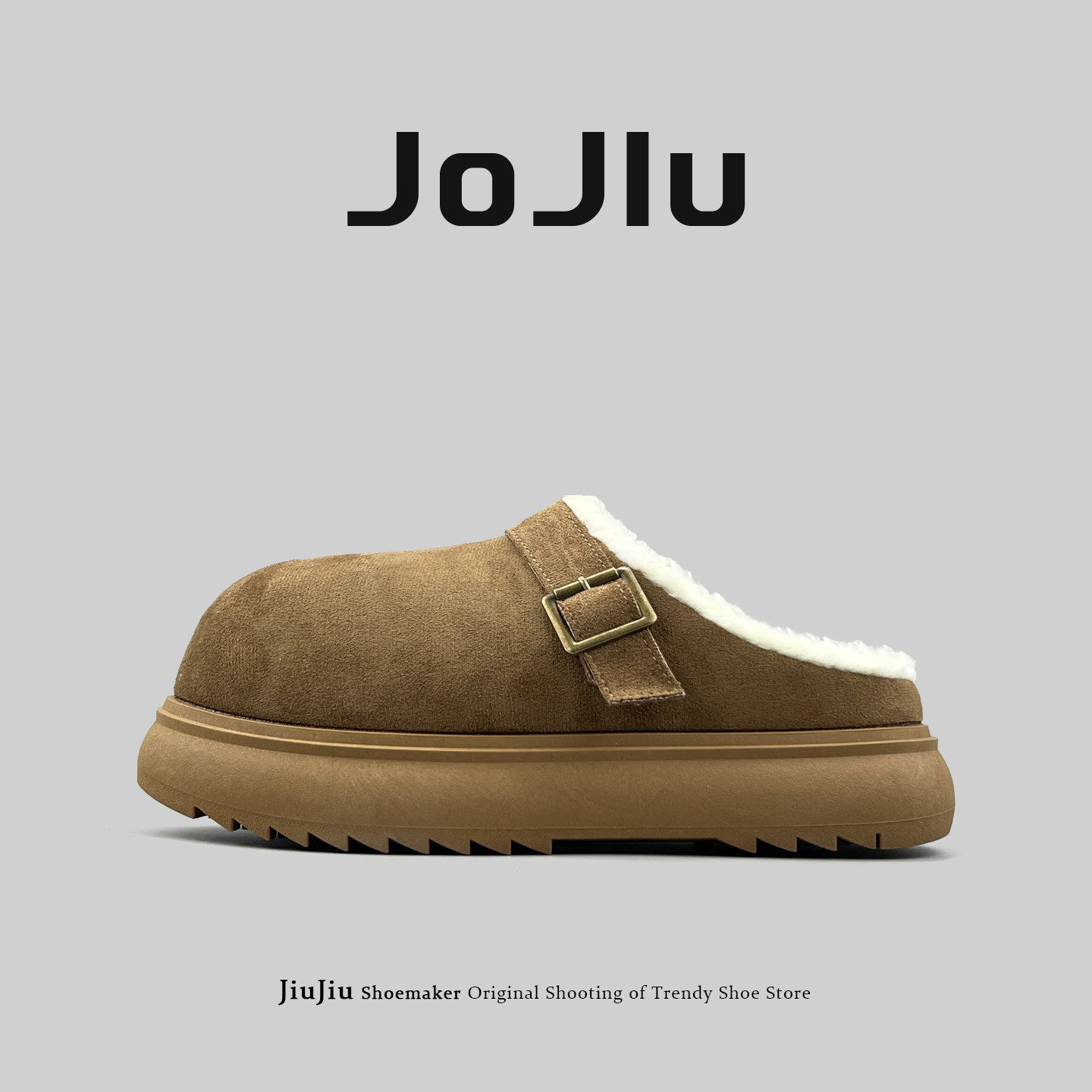 外贸男冬季加绒保暖包头半拖室内户外休闲雪地勃肯鞋大头老人棉鞋