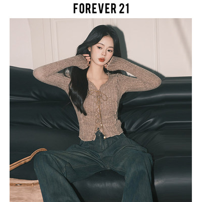 Forev21卡其色气质小V领