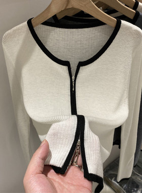 拉炼针织衫开衫女2025新款春秋打底衫春装内搭可外穿上衣毛衣外套