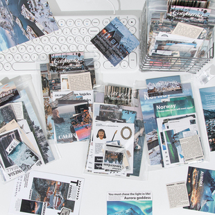 ins风手账贴纸外国风景打包素材出卡拍营业照片diy装 饰手机壳贴画