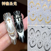 指甲装 网红新款 神谕圣光烫金美甲贴纸十字架烫银法式 饰小图案贴花