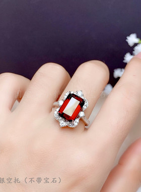 s925纯银长方形8*12mm戒指