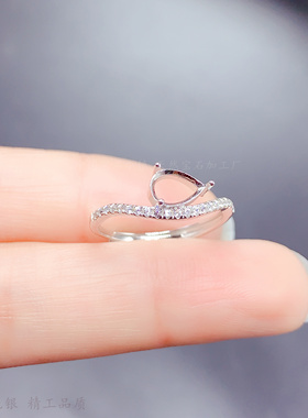 s925纯银女水滴形5*7-6*8mm戒指