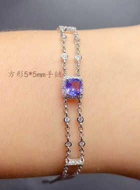 方形手链空托S925纯银精致