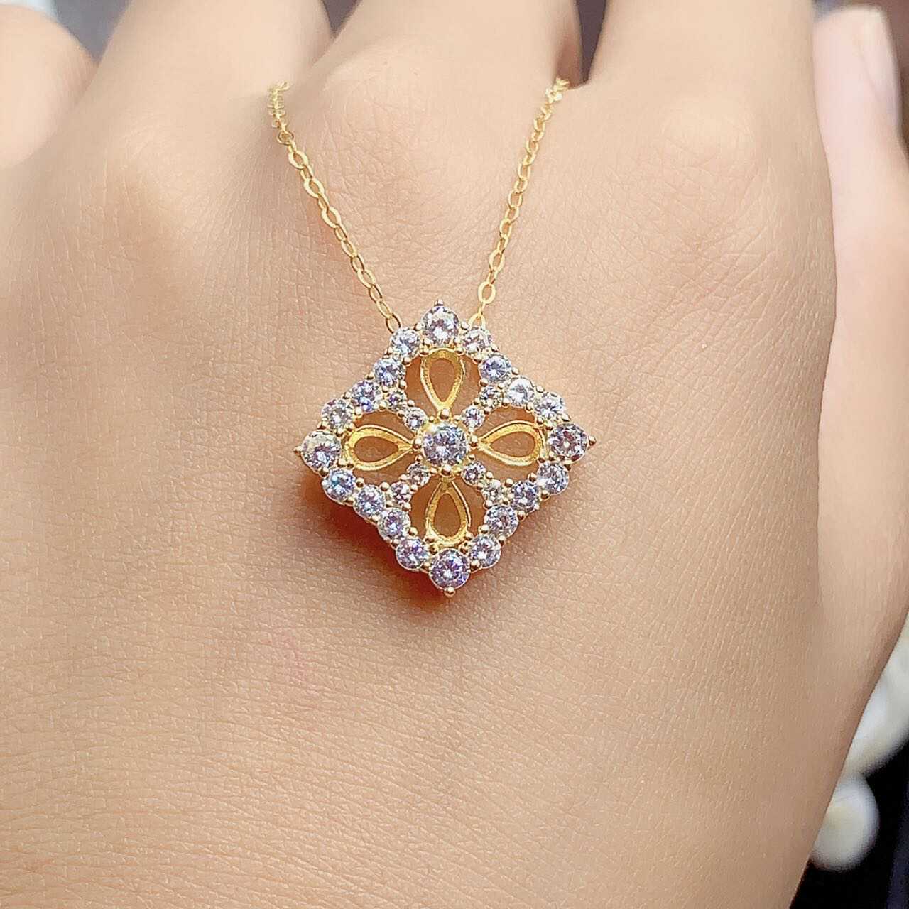 S925银镀金水滴形小清新精致吊坠