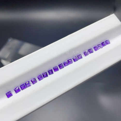 天然紫水晶裸石戒面 公主方 正方形3*3mm群镶戒指 手镯空托配石