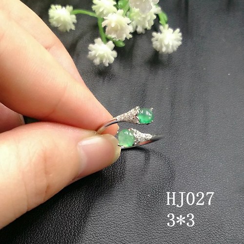 4*42粒镶嵌蛋面晶石戒指空托