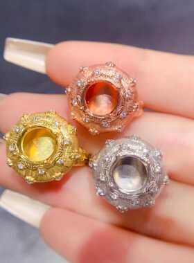 活口厚实圆形高拉丝女戒托s925银