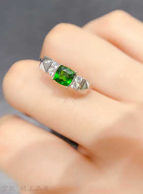 裸石正方形精致戒指空托s925纯银