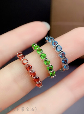 戒指空托s925正圆形粒石伦敦蓝