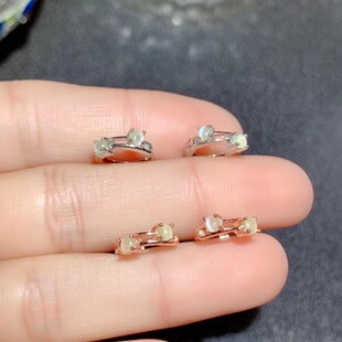 s925纯银耳钉 耳扣空托 正圆形3*3mm精工 镶钳金绿猫眼耳扣银饰品