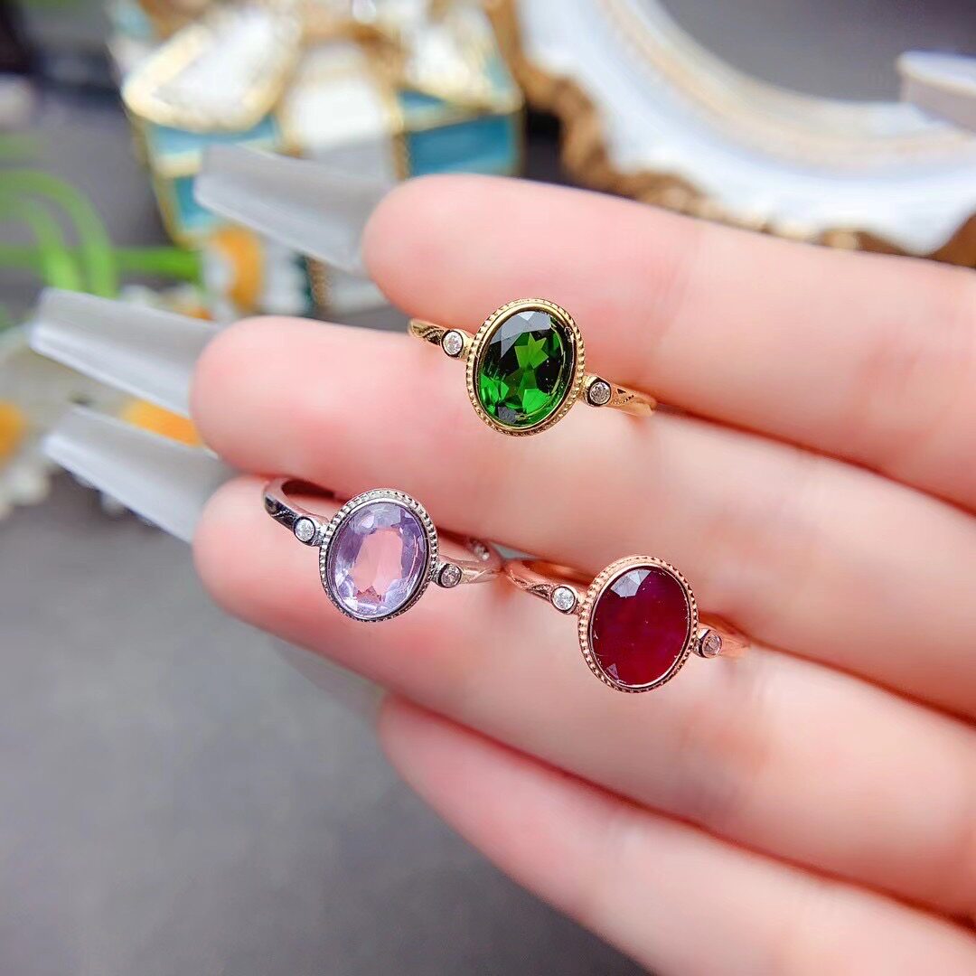 椭圆形6*8mm戒指空托 简单包边手工 托子 s925纯银饰品 时尚 小众