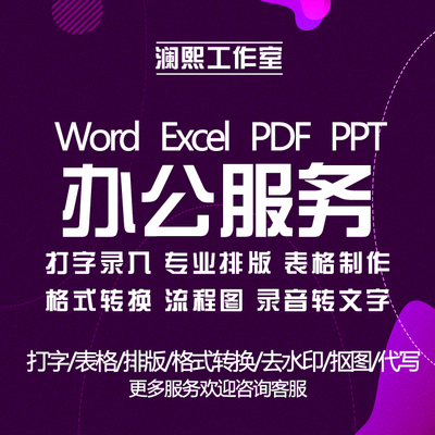 打字服务人工录入排版PDF转换WORD文字提取抄写EXCEL表格制作整理