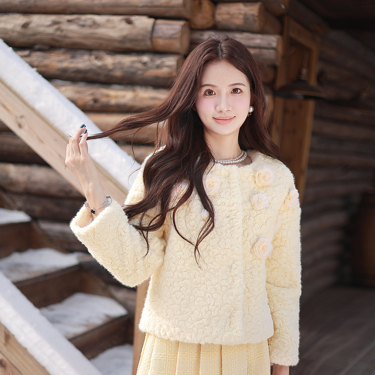 淑女冬装毛球环保皮草短外套上衣