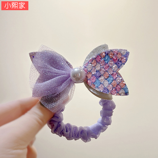 甜美闪闪人鱼蝴蝶结皮筋可爱女孩发圈宝宝头绳丸子头马尾儿童发饰
