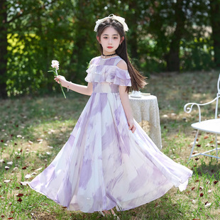 女童连衣裙2026新款夏季薄款小女孩雪纺沙滩裙儿童夏装中大童长裙