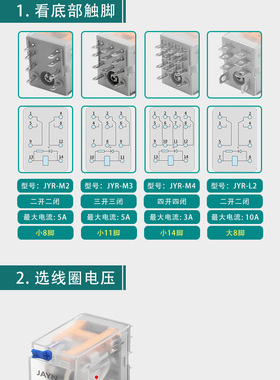 中间继电器直流24V12伏220V交流HH52P 54P小型继电器8脚14脚MY2NJ