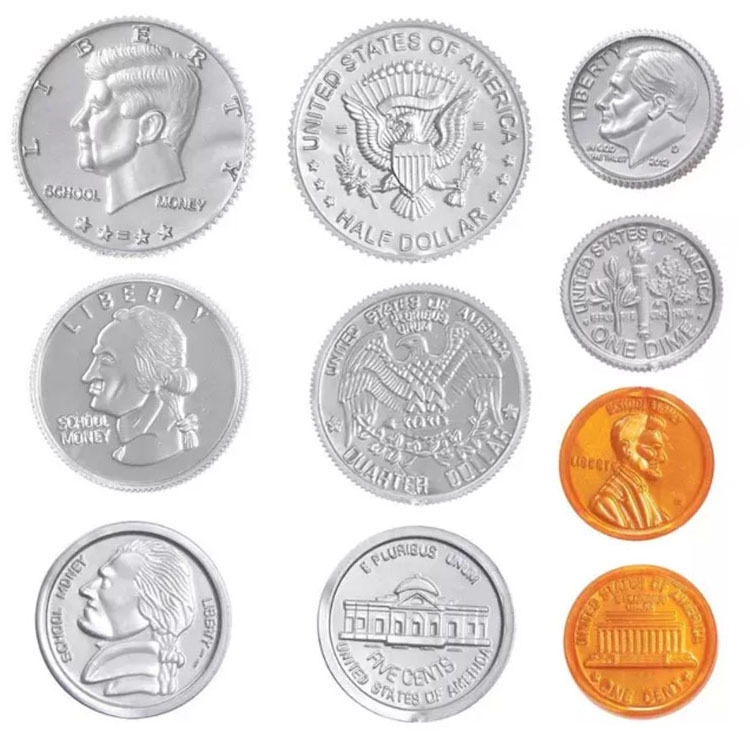 亚马逊热卖塑料币美分币美元游戏币儿童游戏玩具币