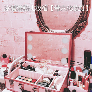 FACEBOX化妆箱专业手提带灯大容量纹绣工具箱化妆师跟妆箱美妆镜